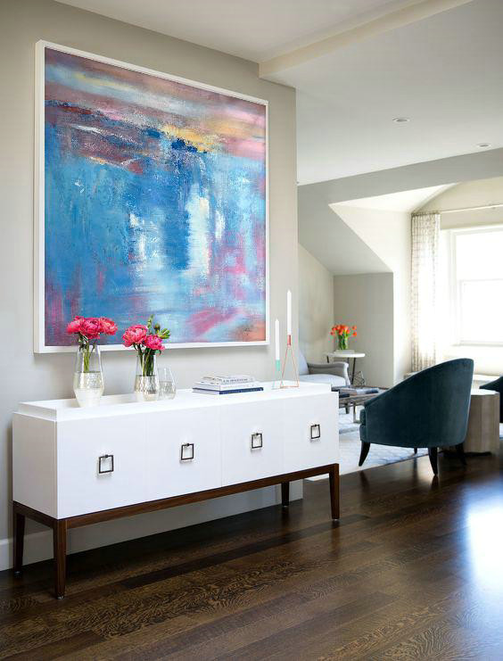 Original Abstract Painting Extra Large Canvas Art,Oversized Contemporary Art,Big Canvas Painting,Blue,White,Pink,Purple.etc
